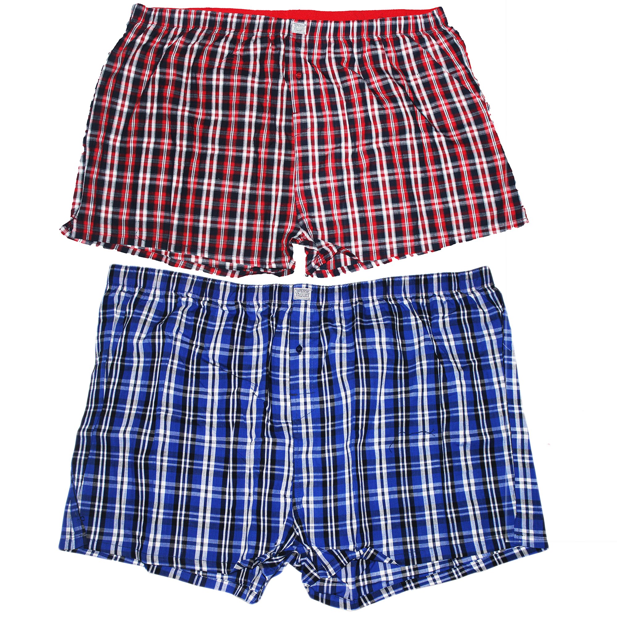 D555 Duke Big and Tall Boxer Shorts Plus Size Big King Size Underwear for Men Multipack Woven Checked Boxer Shorts (2XL)