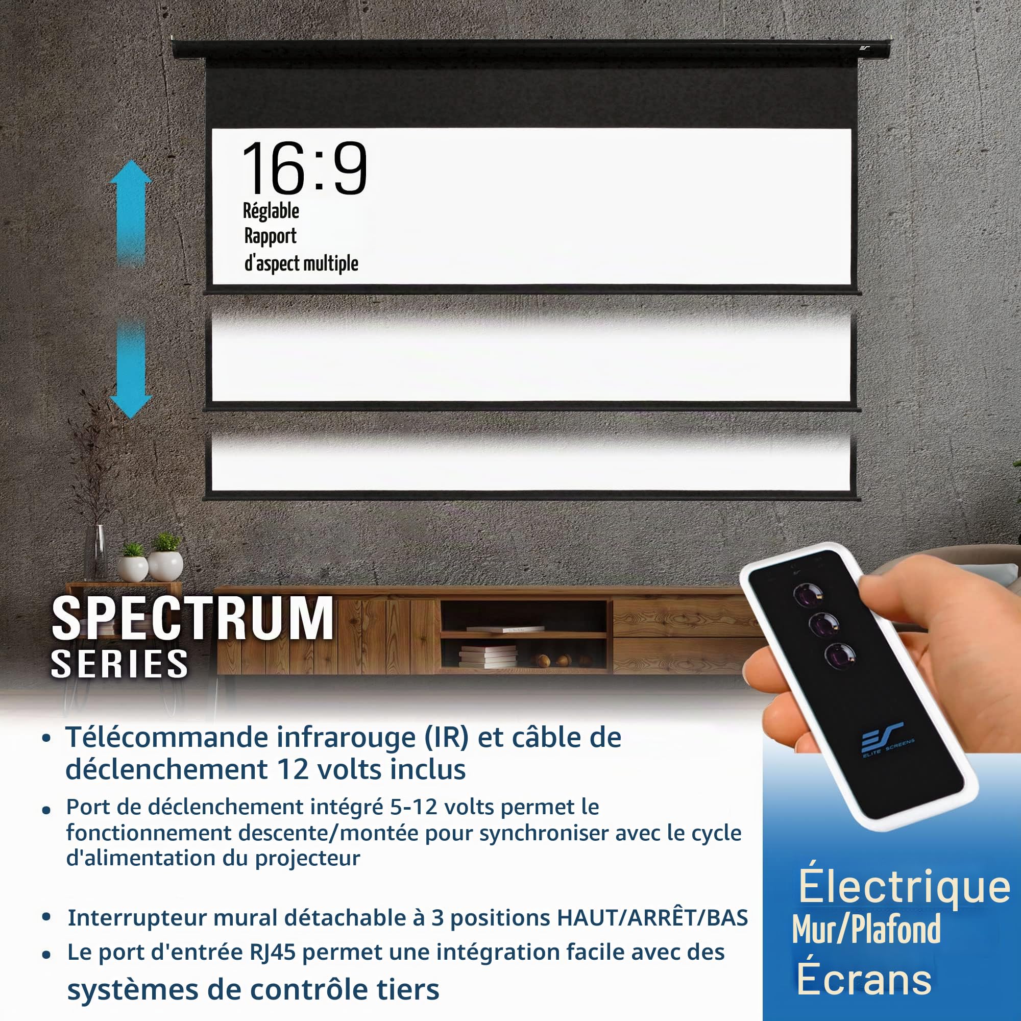 Elite Screens Spectrum 110" - écrans de Projection (Blanc, Noir)