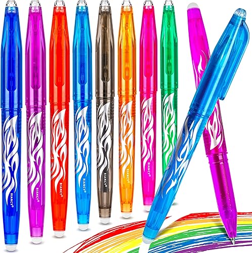 Bolígrafos borrables tinta de gel multicolor borrable punta extrafina bolígrafos de escritura suave bolígrafos de 0028in con borrador para