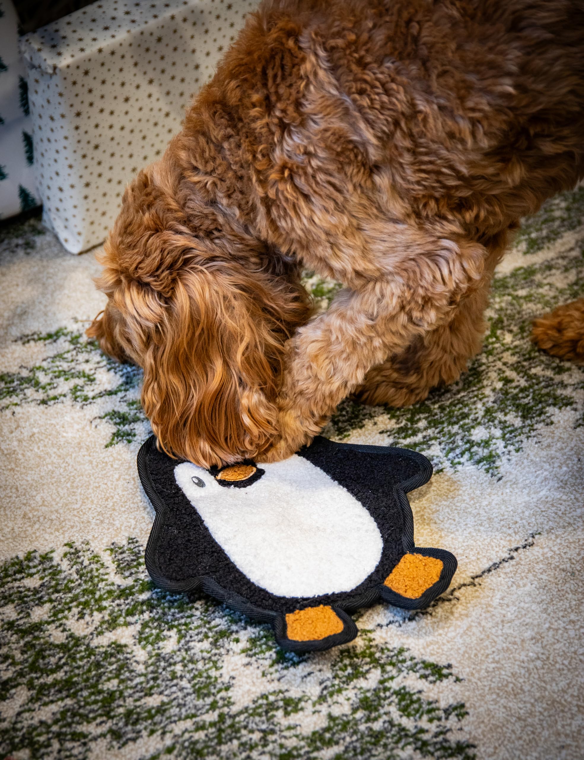 Tufflove Penguin Flattie Dog Toy, Luxury Textured Plush Toy, Stuffing-Free, Soft Outside - Image 2