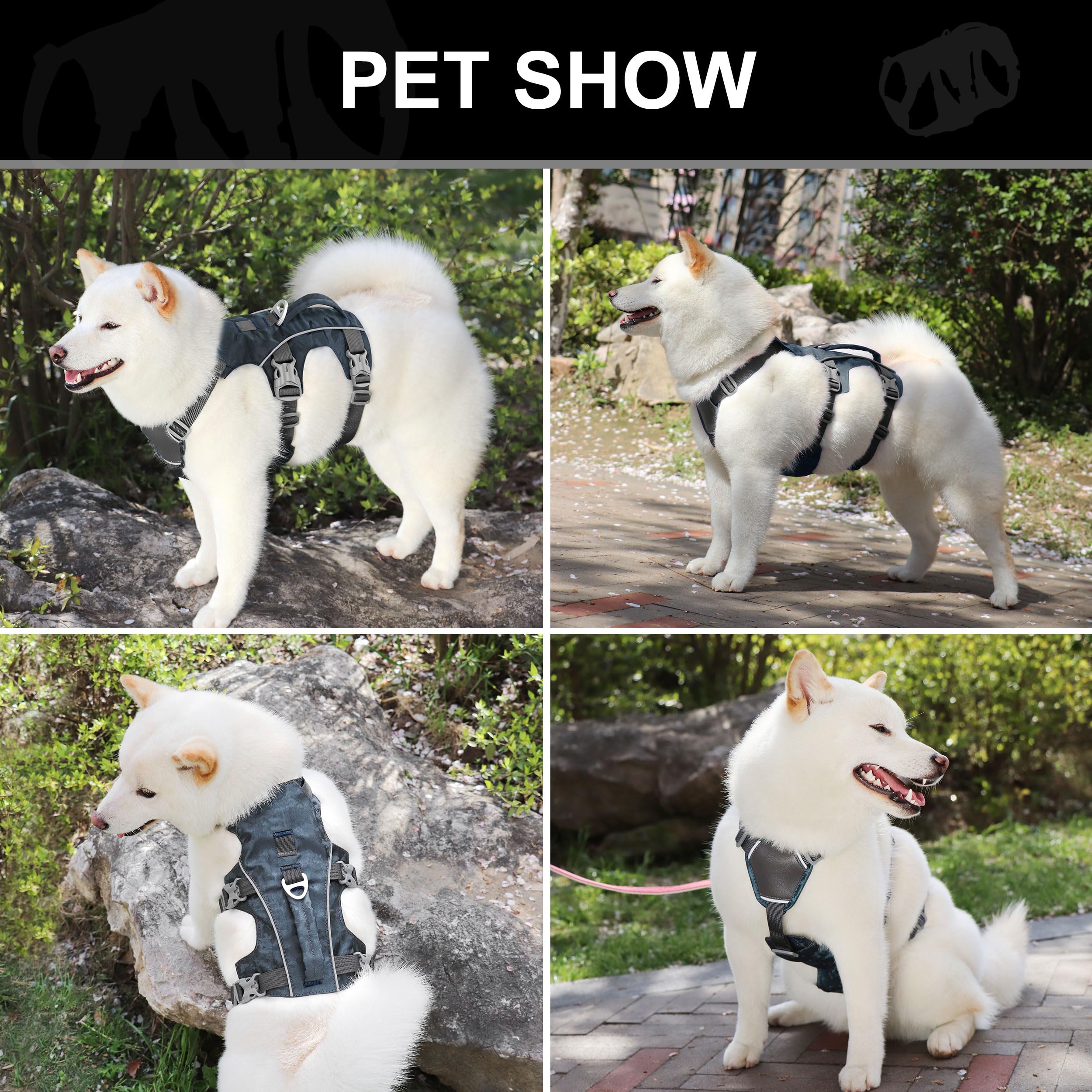 Arnés para perro a prueba de escapes, chaleco ligero de cuerpo completo para mascotas con asa de elevación y clip para correa, arnés reflectante ajustable para perro pequeño para pasear