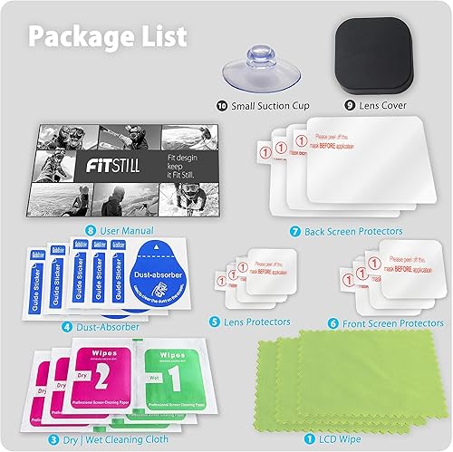 Miniatura 7 de FiTSTILL 10 protectores de pantalla para Go Pro Hero 12/Hero 11/Hero 10/Hero 9 Negro, paquete de 3 protectores de pantalla de vidrio templado ultra