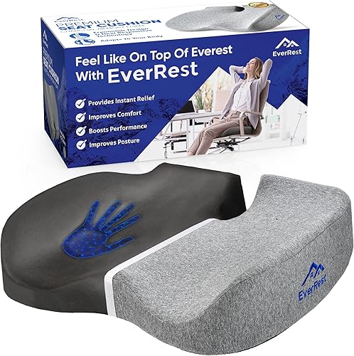 EVERREST Seat Cushion for Office Chair Plus Size - Firm Extra Wide Large Memory Foam Pillow for Tailbone, Coccyx, Sciatica, Back Pain Relief Thick