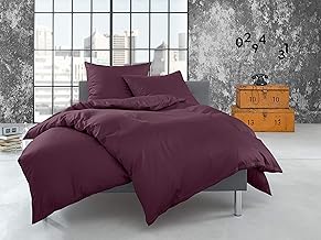 Bettwaesche-mit-Stil warme Fein Flanell Winter Bettwäsche brombeer Uni/einfarbig 135x200 + 80x80 cm - 100% Baumwolle