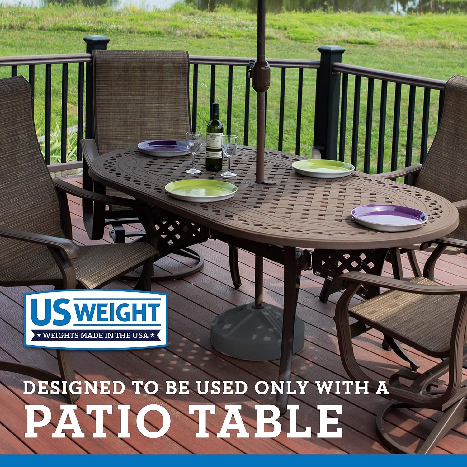 US Weight Durable 50 Pound Umbrella Base Designed to be Used with a Patio Table