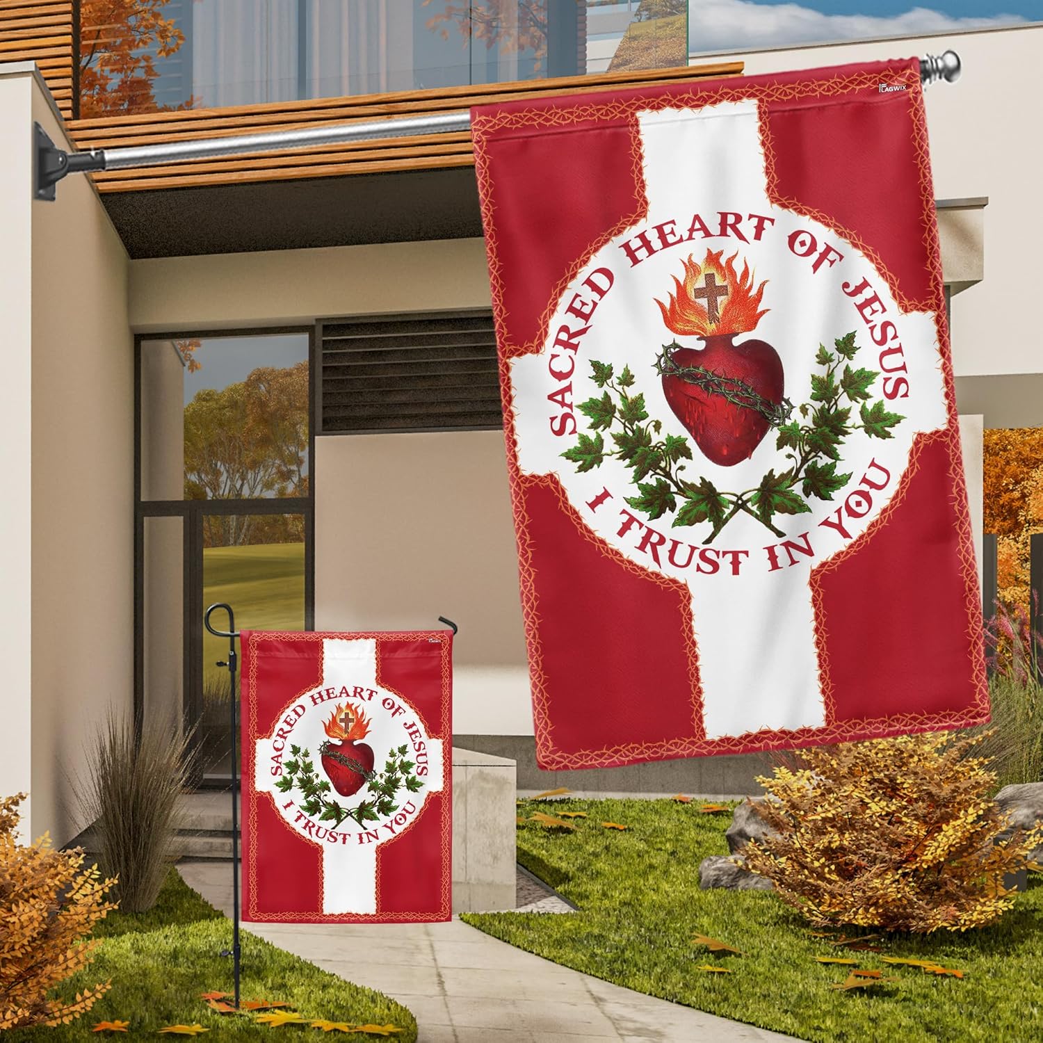 FLAGWIX Christian Flag - Garden Flags for Outside 11.5" x 17.5" - Christian Gifts for Women Men, Religious Gifts for Women Mom Dad, Christian Flags for Home Garden Decor, Outside Decorations for Yard