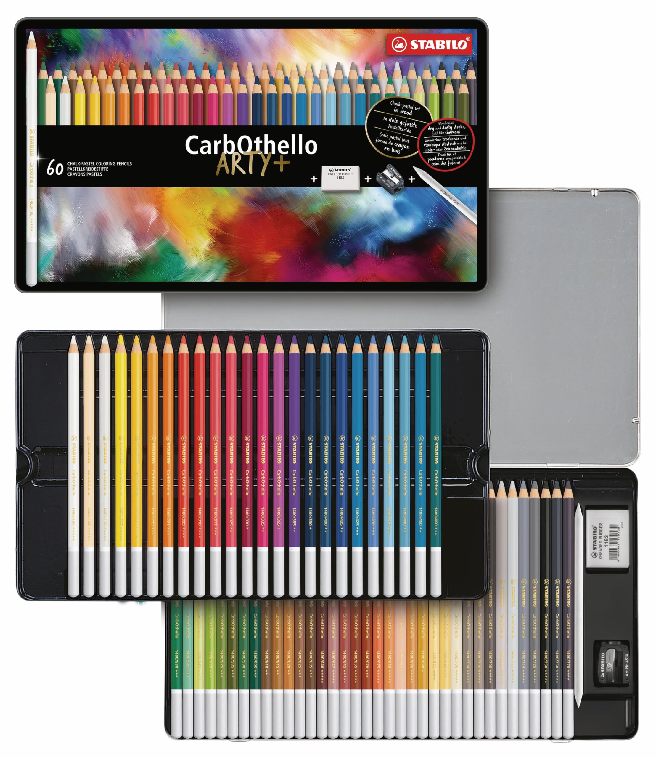 STABILO CarbOthello ARTY+ Pastellkreidestift – 60er Metalletui, 60 Farben