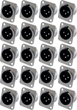GLS Audio XLR Male Jack 3 دبوس - رافعات حامل لوحة D حجم XLR-M - 20 عبوة