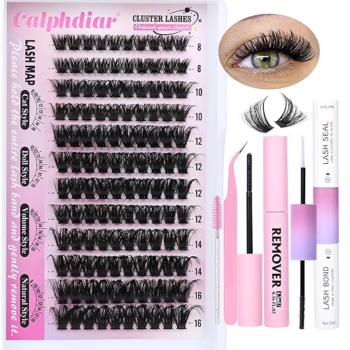 Miniatura 1 de Kit de extensión de pestañas 80D, kit de extensión de pestañas esponjosas, paquete de extensiones de pestañas de 0.315 a 0.630 pulgadas con unión y