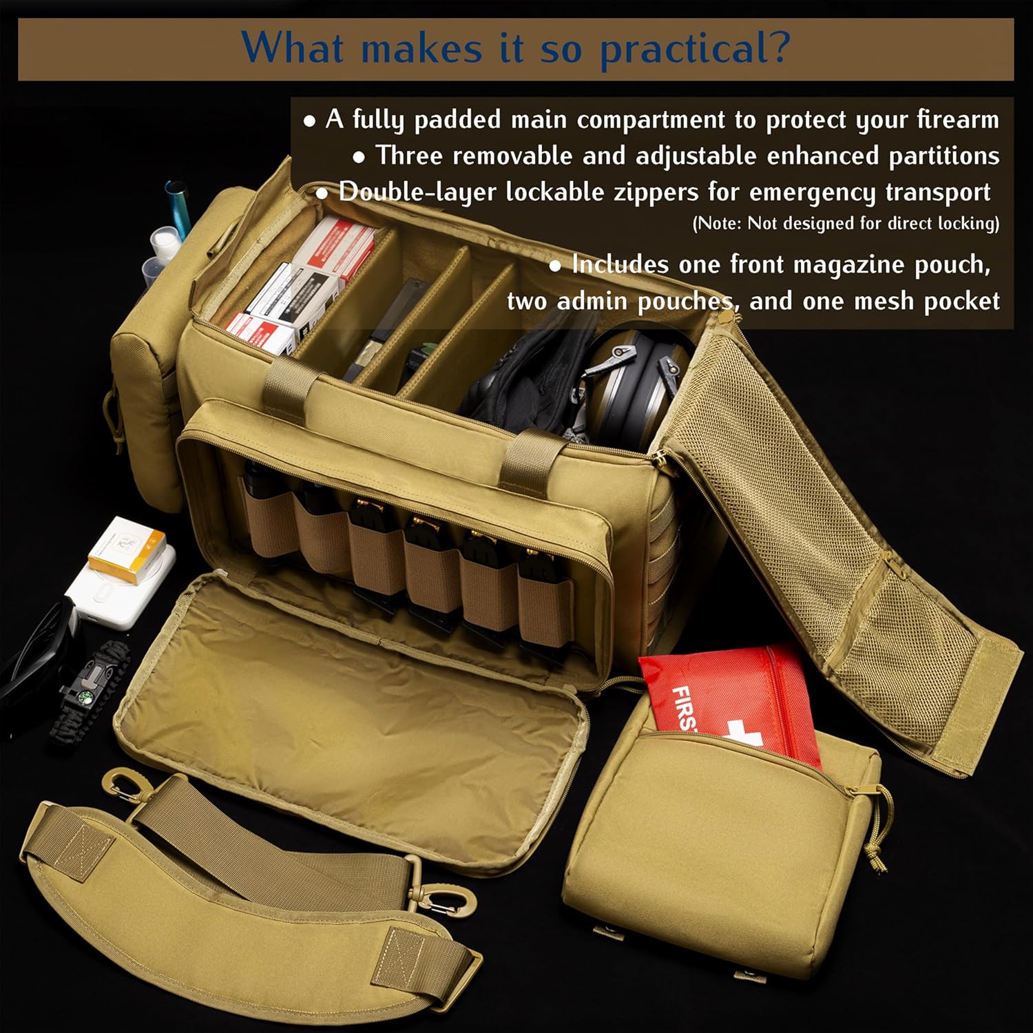 Gun Mat Cleaning Large 50.2" x 16.5" Rifle Shotgun Gunsmith Pad Magnetic & Aprikostein Capricorn Range Bag for Handgun Ammo Shooting, L Gun Case Carry 5+ Pistols