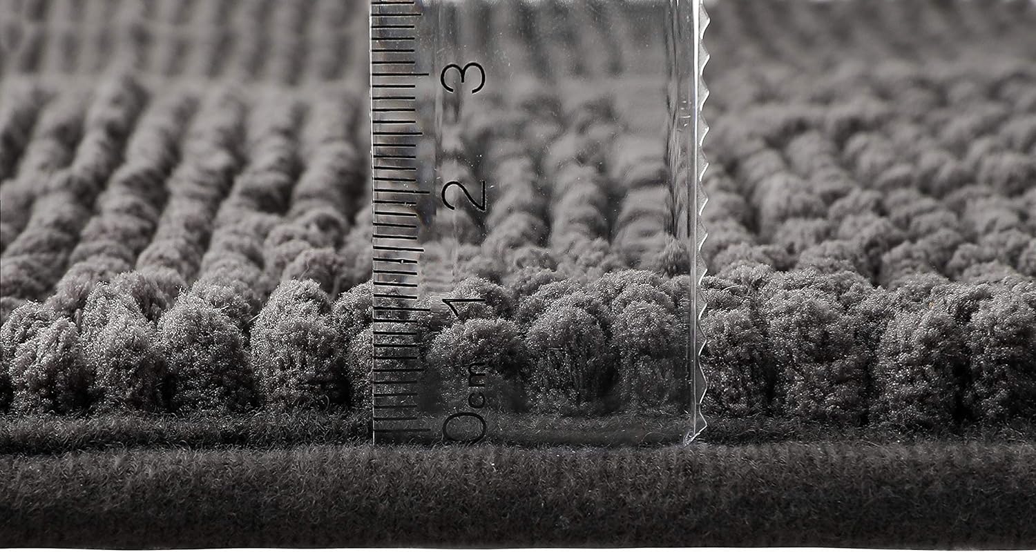 fluffy Bath Mat for Round Showers, Made of Chenille, with Non-Slip Bottom (Small Curve | Shower Radius 21 5/8 inch, Anthracite)