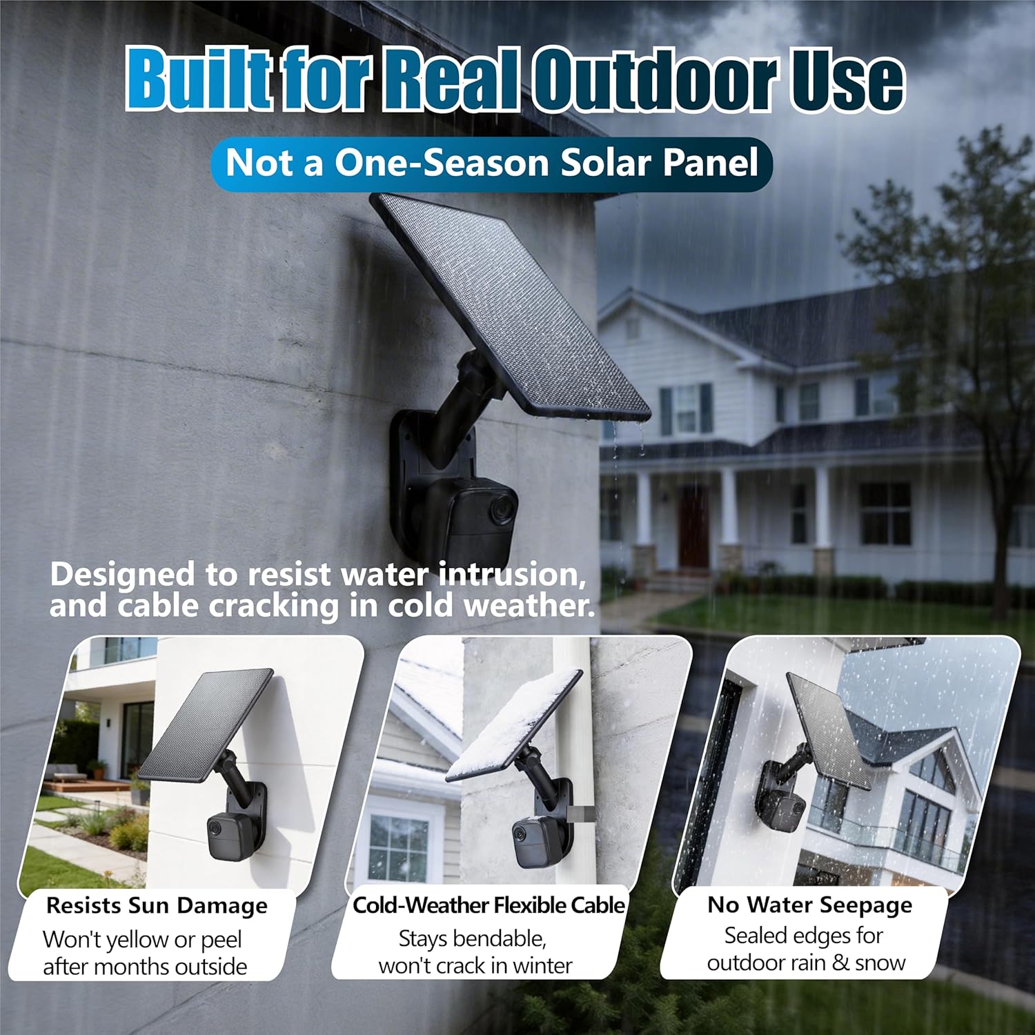 All-in-One 6W Solar Panel for Blink Outdoor 4 (4th Gen), Outdoor 2K+ & XT2/XT3, Integrated Wall & Pole Mount, Waterproof Solar Charger with Built-in Energy Storage (Camera Not Included)