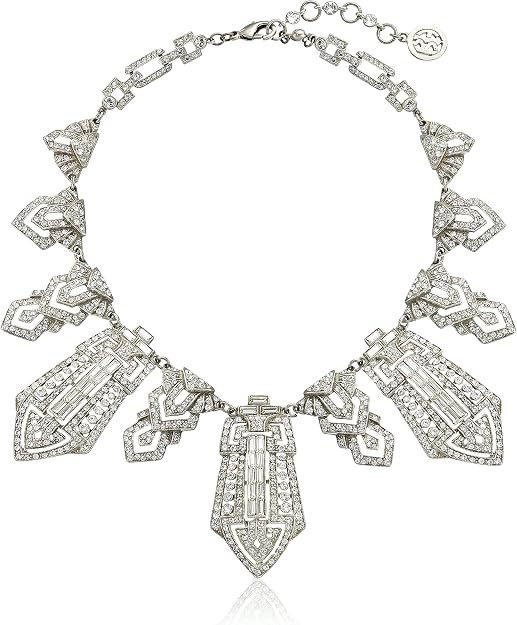 Art Deco Geometric Drop Earrings - White Austrian Crystal, Vintage Style, Gold Plated (Unsigned)
