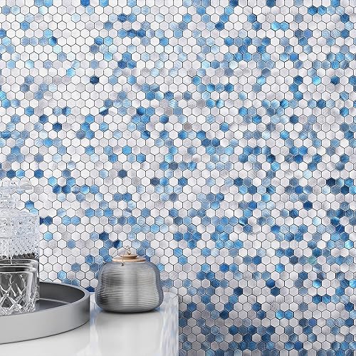 Miniatura 8 de BeNice Azulejos de cocina para loseta en muro, despegar y pegar, azulejos de mosaico para despegar y pegar, azulejos hexagonales de Penny para