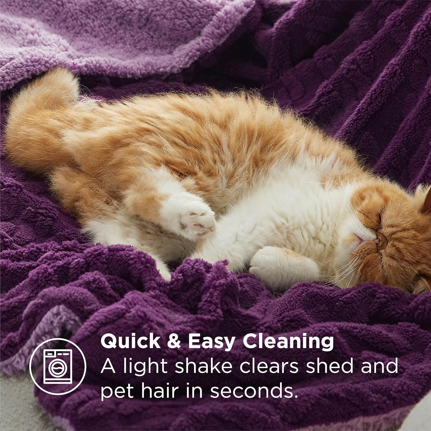 Bedsure Gentlesoft Sherpa Fleece Blanket Twin Size for Bed - Fluffy & Cozy Cable Jacquard Tufted for Women Gift, Thick and Warm Christmas Blanket for Winter, Purple, 60x80 Inches - Image 2