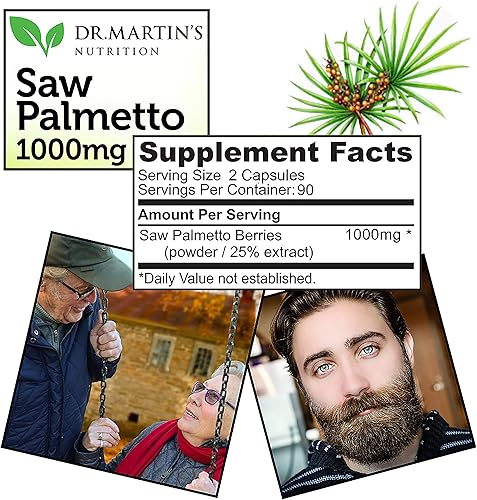 Miniatura 5 de Sierra Palmetto cultivada en Estados Unidos | Suplemento para la salud de la próstata de 180 cápsulas | Crecimiento del cabello para hombres y