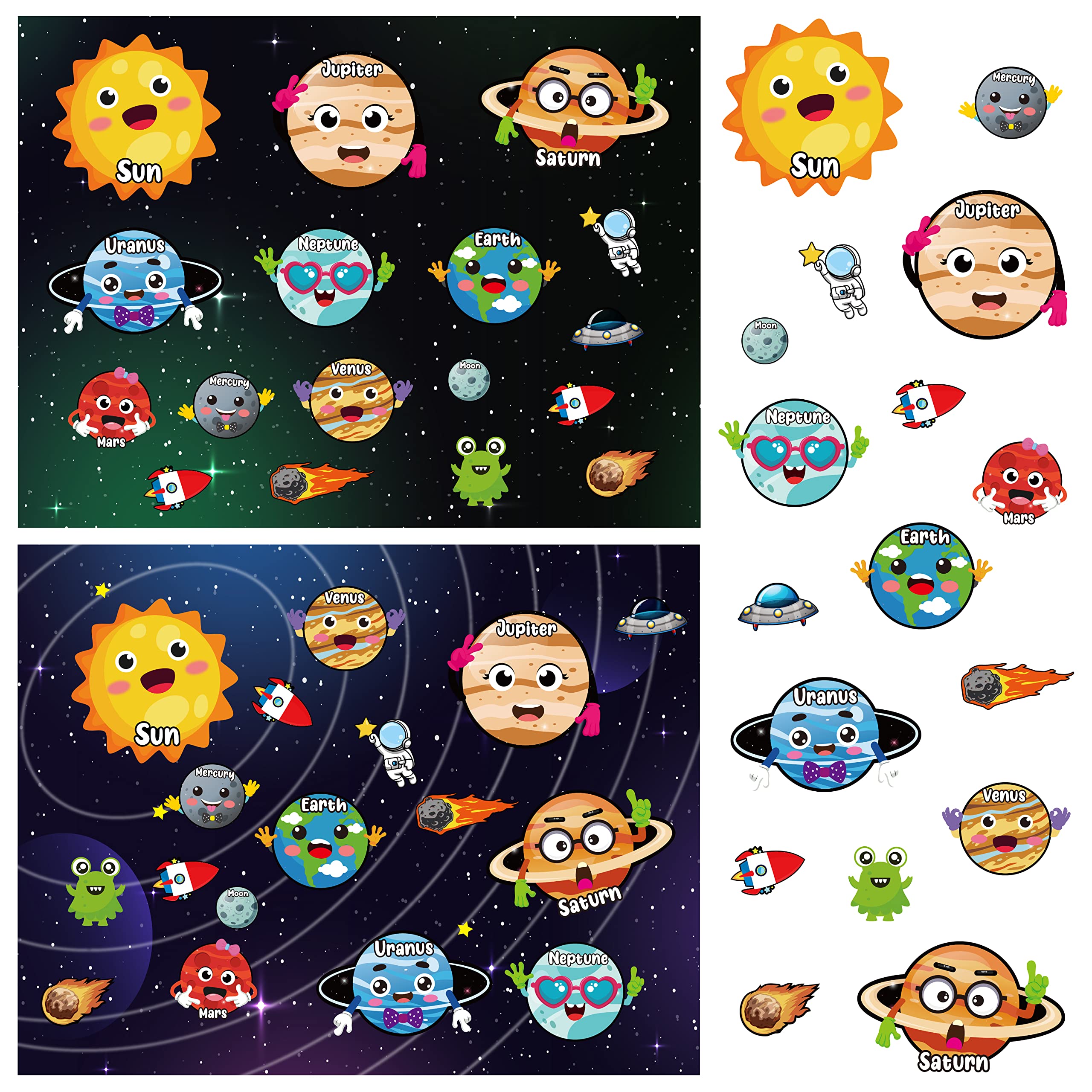 WATINC 48Pcs Outer Space Stickers Make Your Own 9 Planets Solar System Sticker Scenes Educational and Learning Activities Party Games Classroom Supplies DIY Art Craft Project for Kids Ages 2-4 4-8
