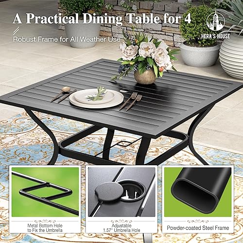 Miniatura 4 de HERA'S HOUSE Juego de comedor rojo para 4, juego de mesa y sillas de exterior de 5 piezas, 4 sillas de comedor de textileno, mesa de comedor