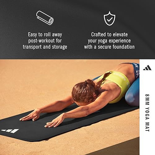 Miniatura 5 de adidas Yoga Mat - Eco Friendly - Non Slip, Durable Textured Surface, 8mm Negro -,Transparente Rosado,rubí (Mystery Ruby),Preloved Azul,Fucsia