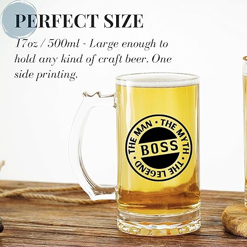 Miniatura 7 de Onebttl Boss Fuel - Regalos para hombres amantes de la cerveza, taza de cerveza pesada de 17 onzas con asa para jefe como regalo de cumpleaños y