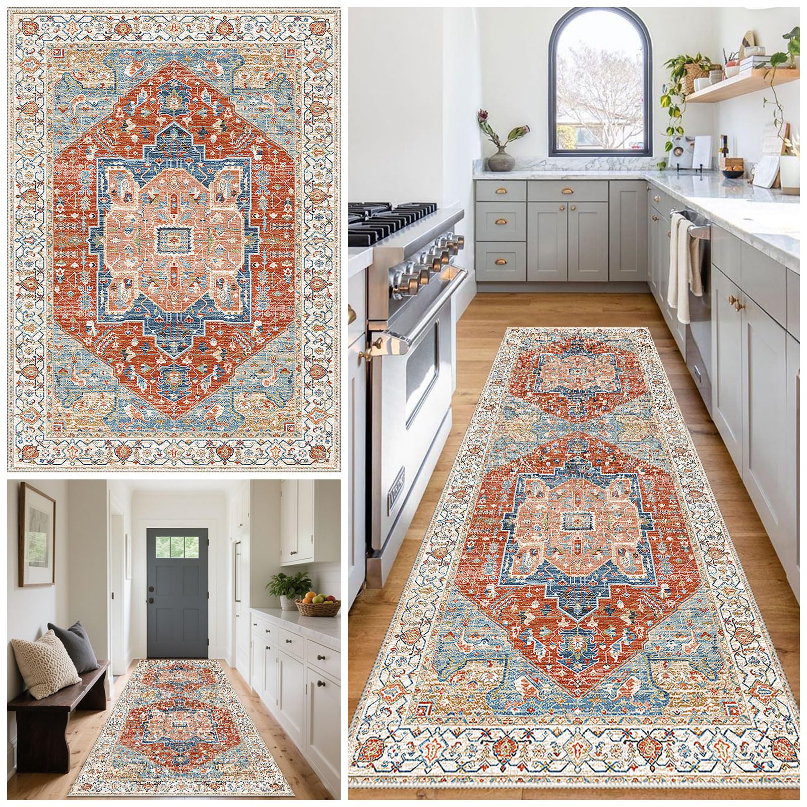 Carpet Runners for Hallways Non Slip Machine Washable Kitchen Runner Long Carpet Runner Absorbent Carpet Floor Mat Rug Hallway Hall Runner Narrow Rugs Area Rug Runner Rug for Hallway 40 x 180 cm