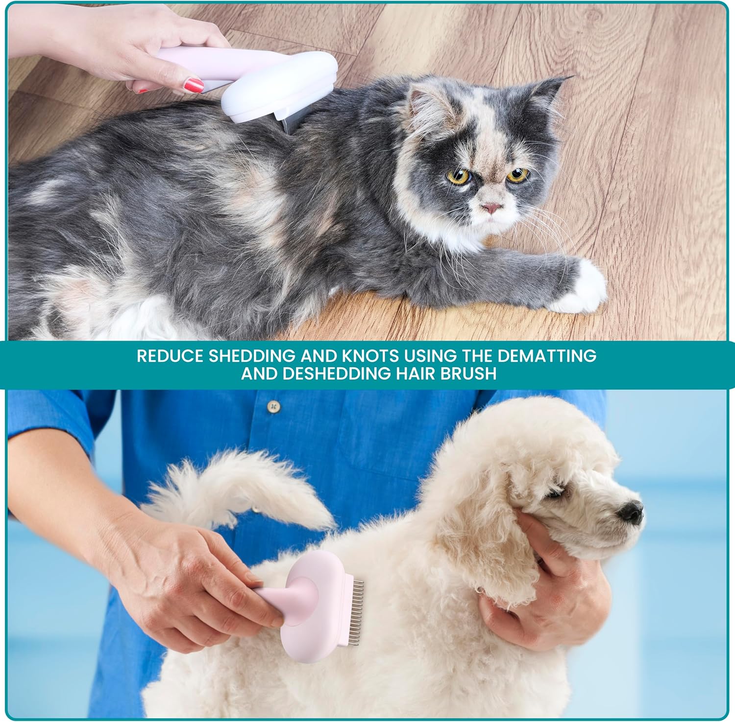 Belle Vous Pink 5-in-1 Pet Grooming Brush Kit - Shedding, Dematting & Loose Undercoat Cleaning Tool - Bristle Pin Comb for Long/Short Hair Cats & Dogs 7 91PQWiH68TL. AC SL1500