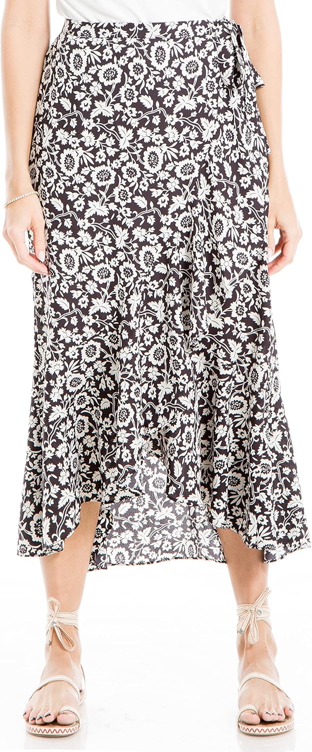 Max Studio Womens Crepe Maxi Ruffle Skirt