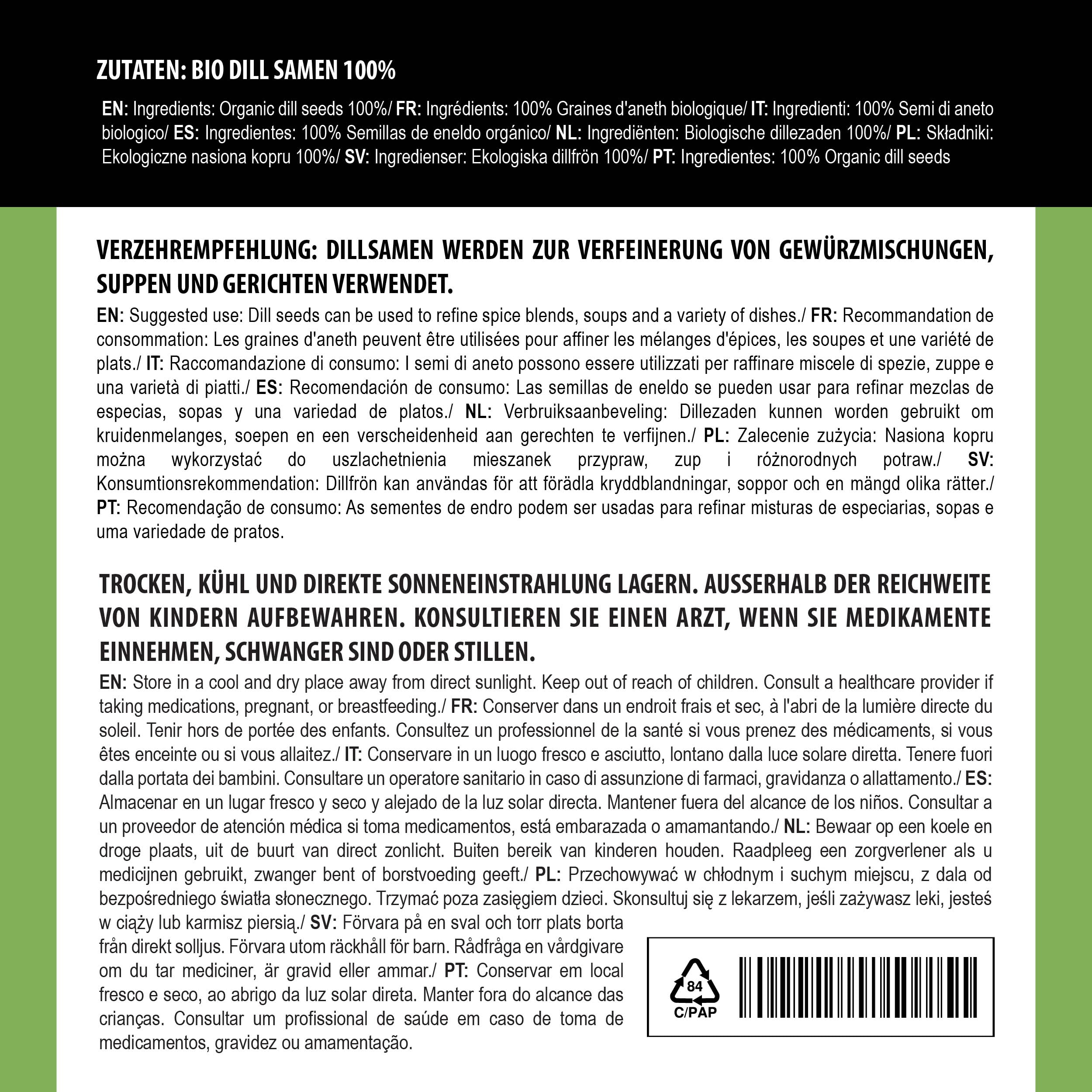 Alpi Nature Aneth Graines BIO 250g, Graines d'Aneth bio Entières Crues pour la Cuisine et préparation de Thé
