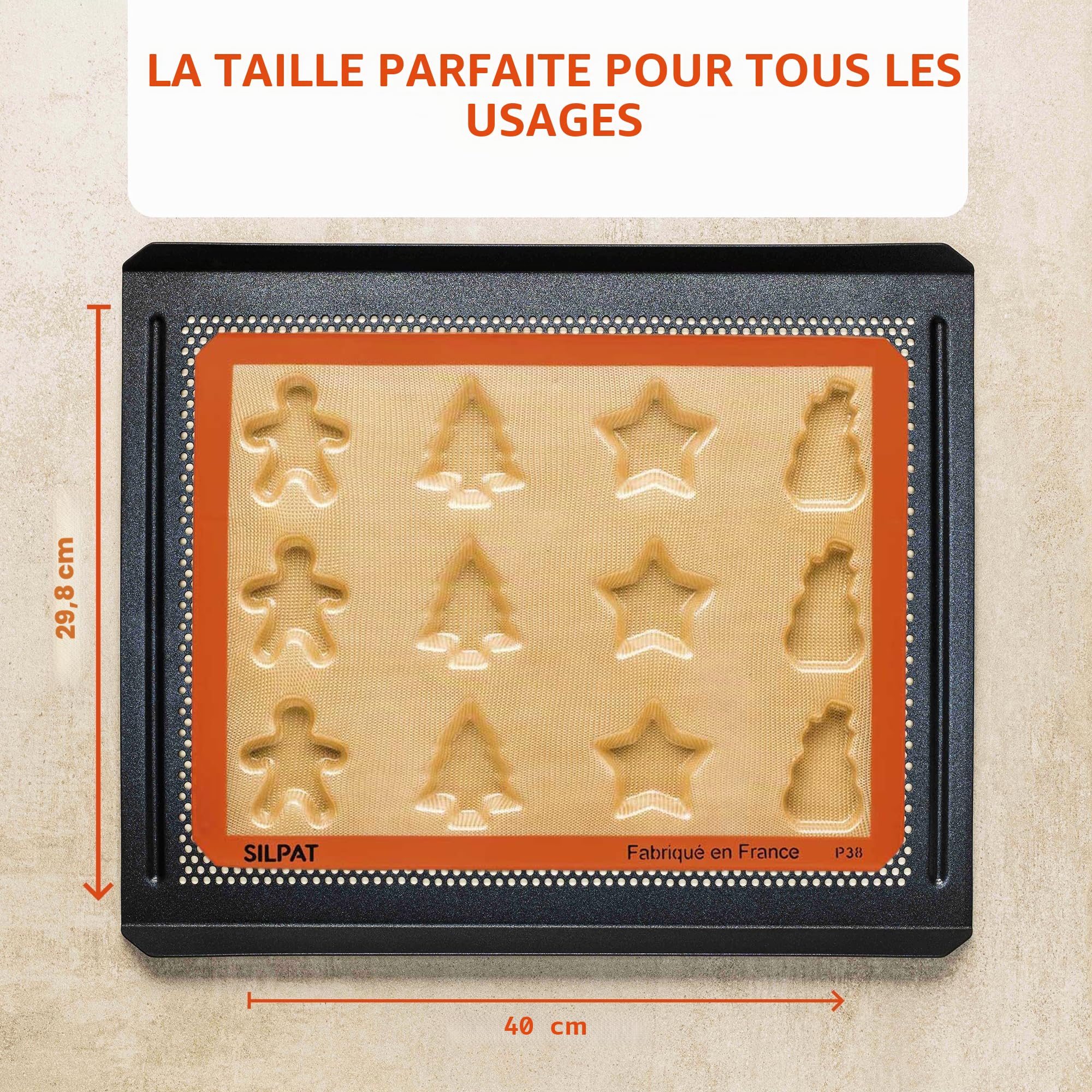 Silpat Moule Noel 12 Empreintes – Gateau, Biscuit, Chocolat - Pâtisseries Festives, Créatives – Silicone Antiadhésif, Qualité Professionnelle – Cuisson Optimale, Démoulage Facile – Format Polyvalent