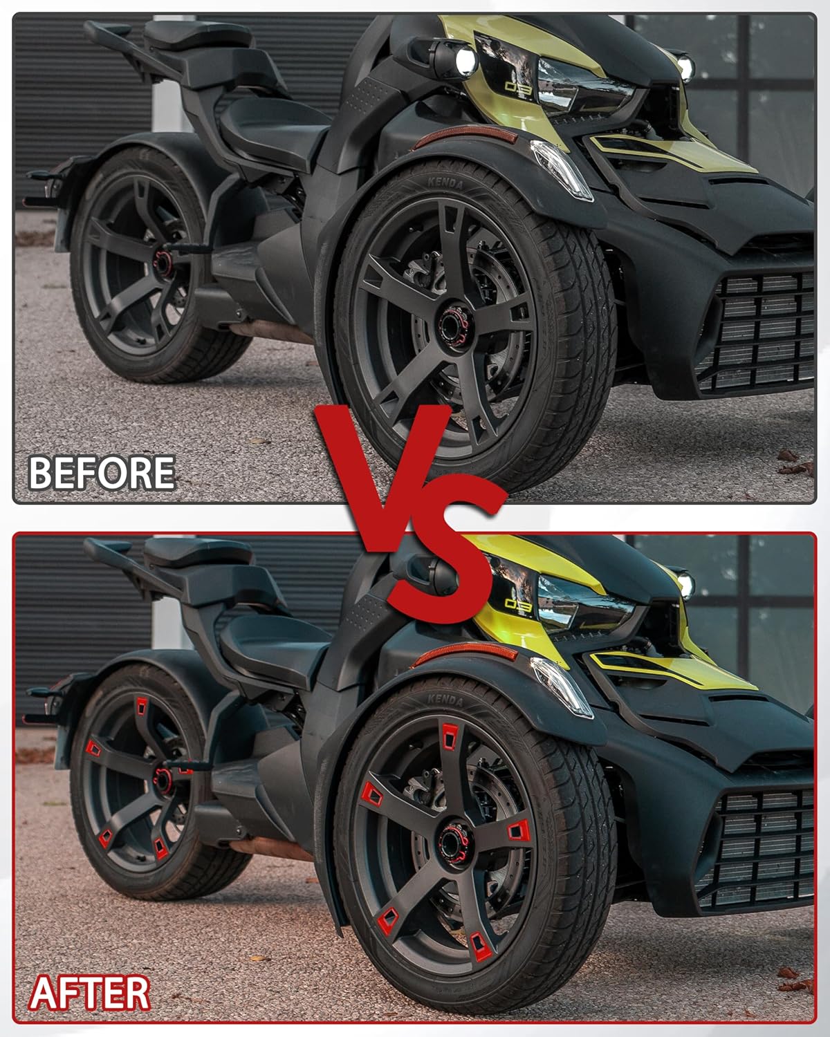 Wheel Caps for Can-Am Ryker, New Adrenaline Red Tire Hub Caps Wheel Center Cap Covers Accents Kit for Ryker All Models Accessories, Replace OEM 219400920, 16PCS