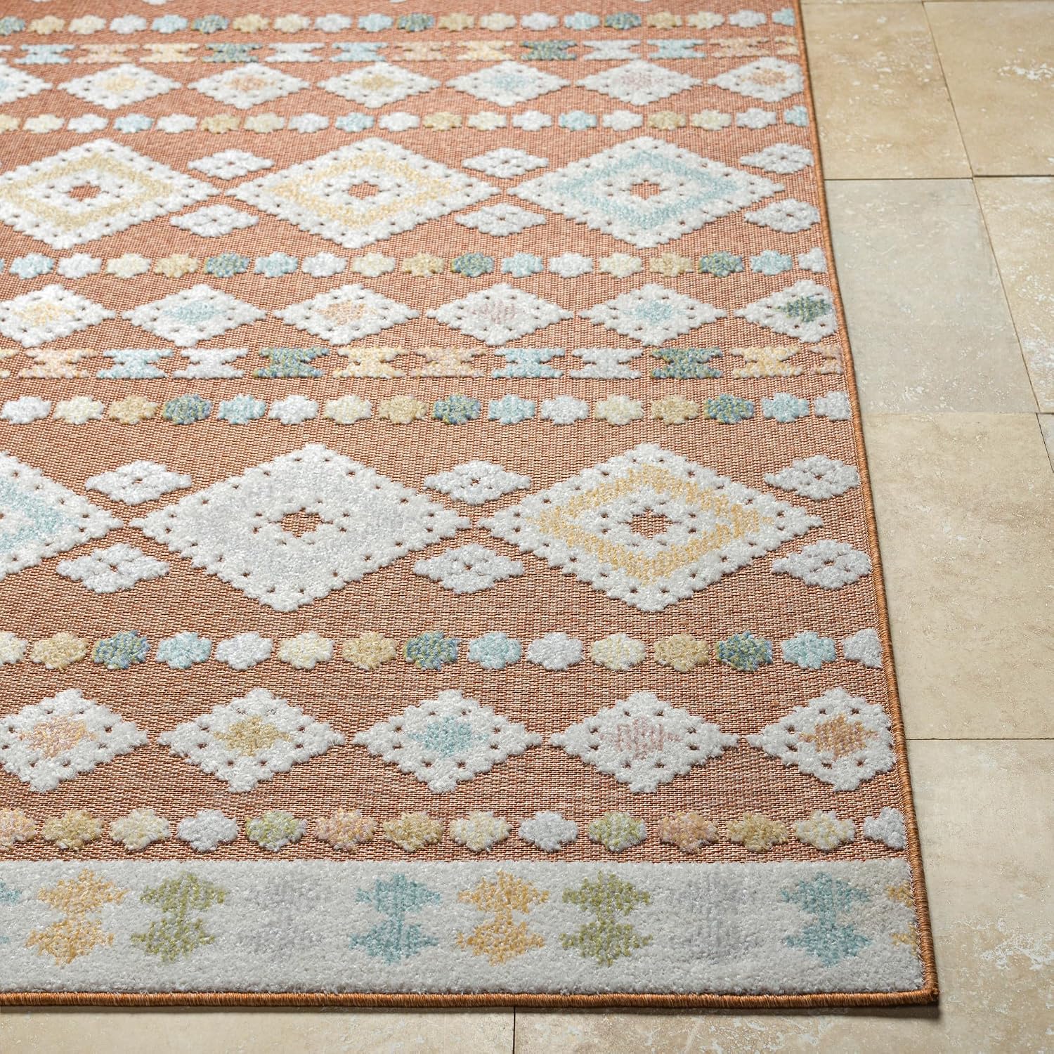 Livabliss Lakeside Southwestern Machine Woven OutdoorArea Rug, 5'3" x 7' (5' x 7'), Rust