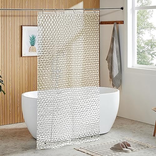 NTBAY Cortina de ducha transparente de EVA con cubo de agua, forro repelente al agua con 3 imanes para baño, 36 x 72 pulgadas
