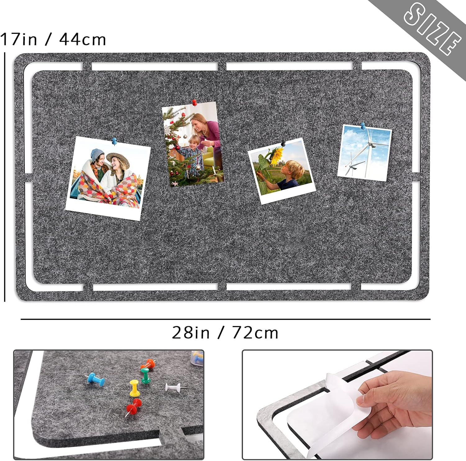 SEG Direct Large Felt Pin Board for Wall, Memo Board 72 cm x 44 cm