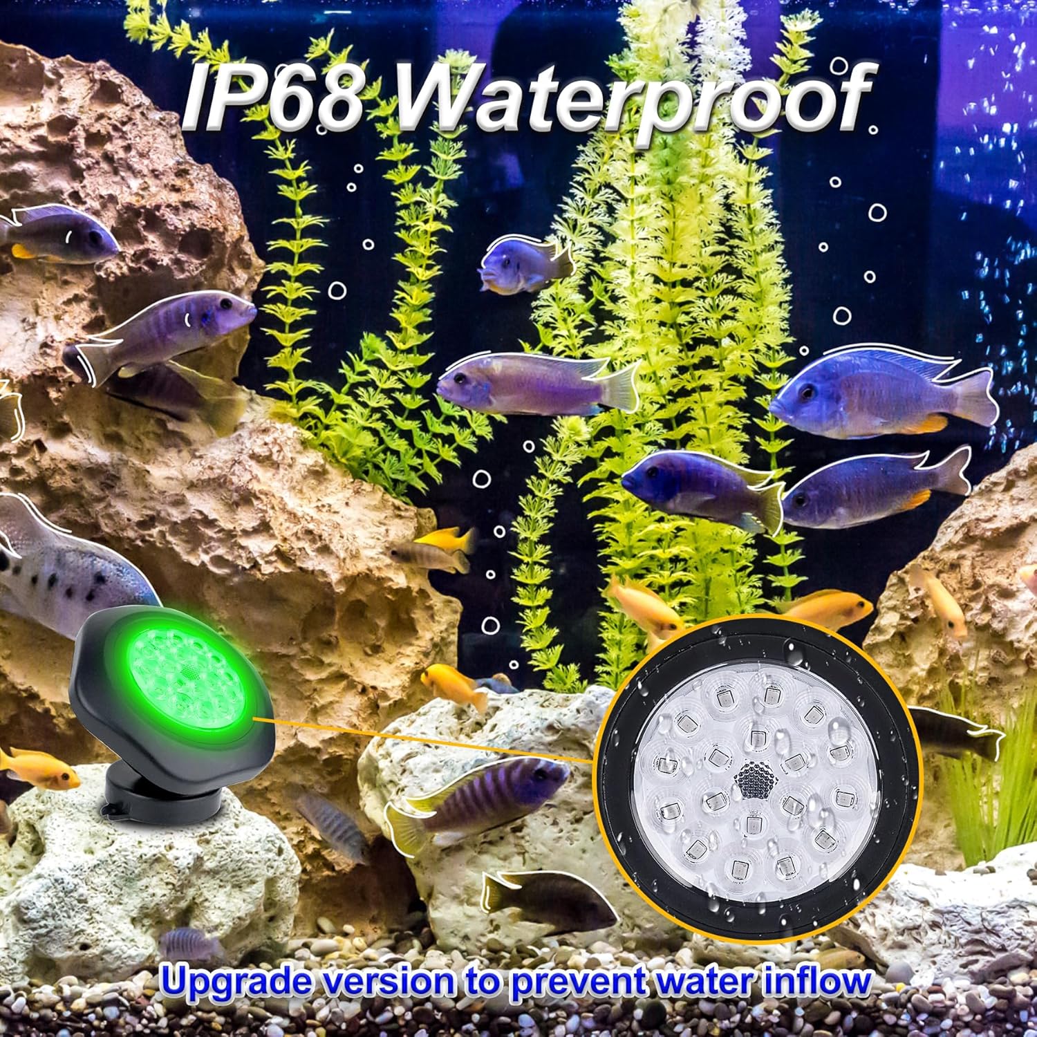 Solar Pond Lights, 18 LED Super Bright RGB LED Underwater Spotlights Color Changing Submersible Pond Light IP68 Waterproof Fountain Lights for Fish Aquarium Tank Garden Yard Pool (5-in-1)