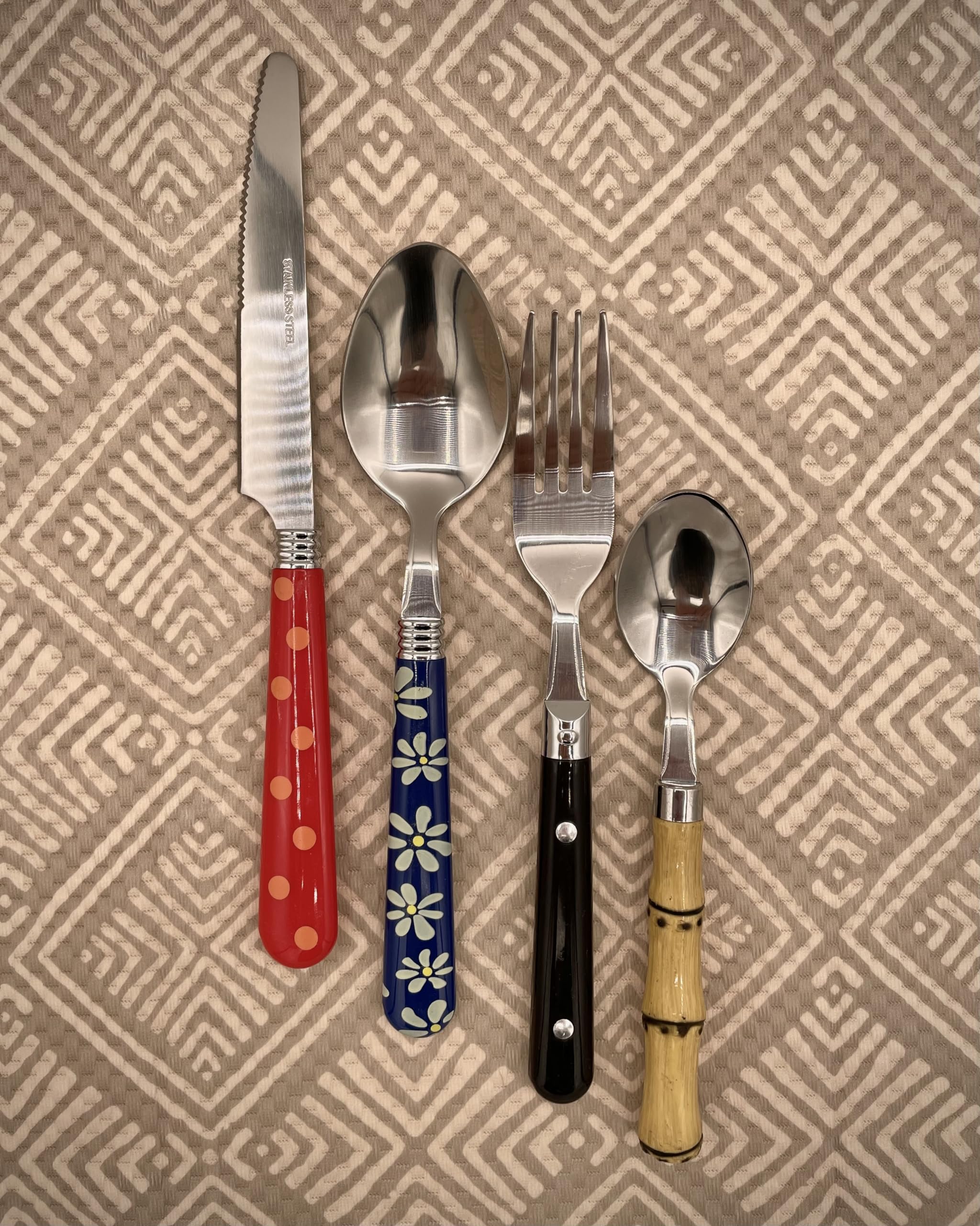 Gypsy Color Eclectic Mosaic Mix & Match - Set di 16 posate in acciaio INOX