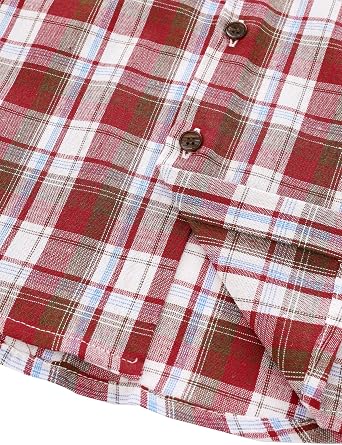 JOGAL Boys Plaid Shirt Long Sleeve Kids Button Down Shirts with Pocket for 6-14 Years