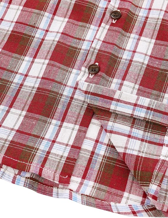 JOGAL Boys Plaid Shirt Long Sleeve Kids Button Down Shirts with Pocket for 6-14 Years
