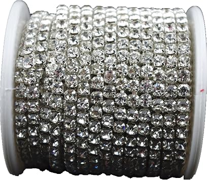 10 Yard Crystal Rhinestone Close Chain Clear Trim Sewing Craft Silver Color 4mm