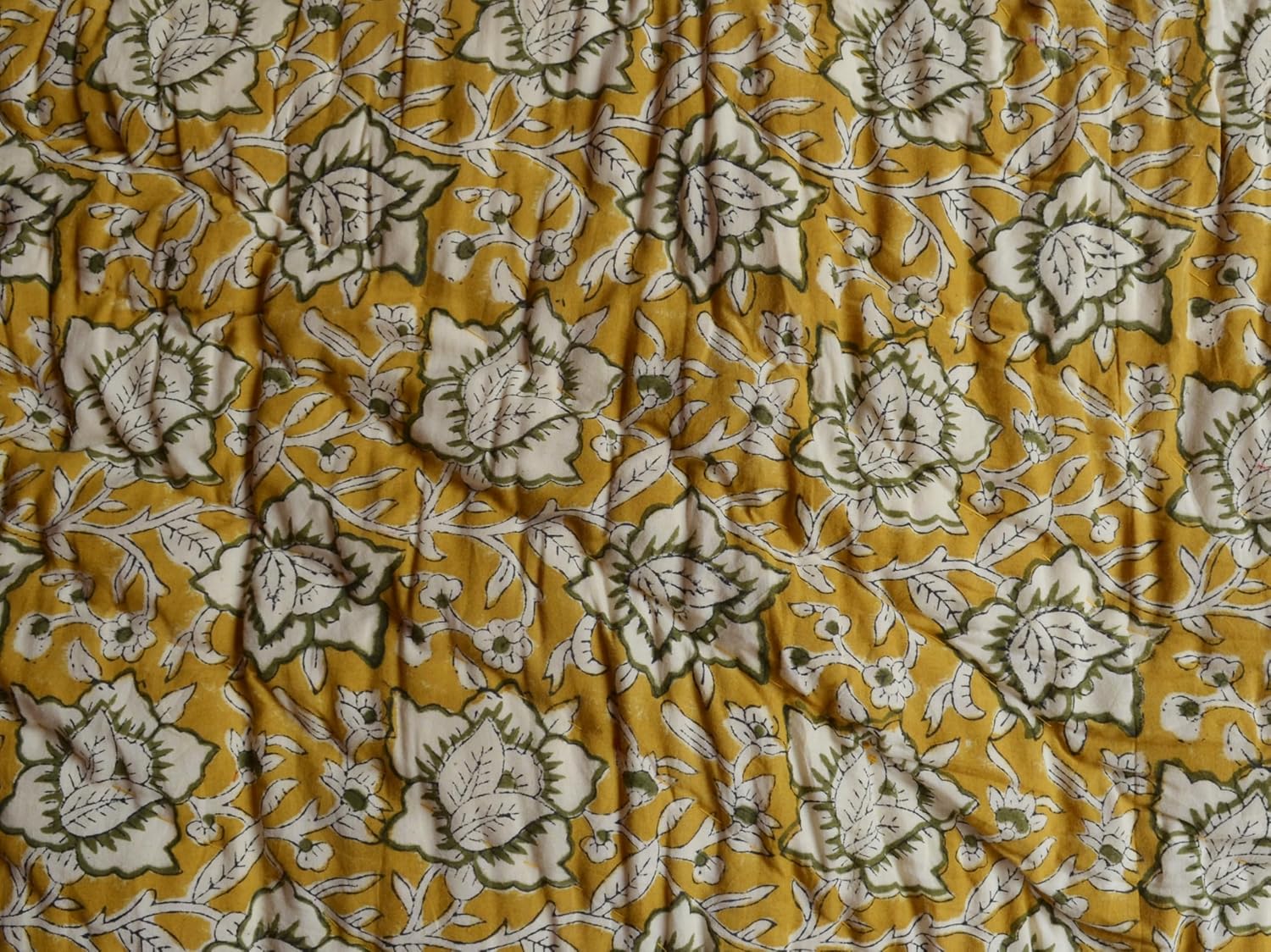 Ethnicfashville Indian Blockprint Winter Razai Quilt Pure Cotton Handmade Jaipuri Quilt Reversible Light Weight Blanket Floral Print Winter Warm Quilt (Double)