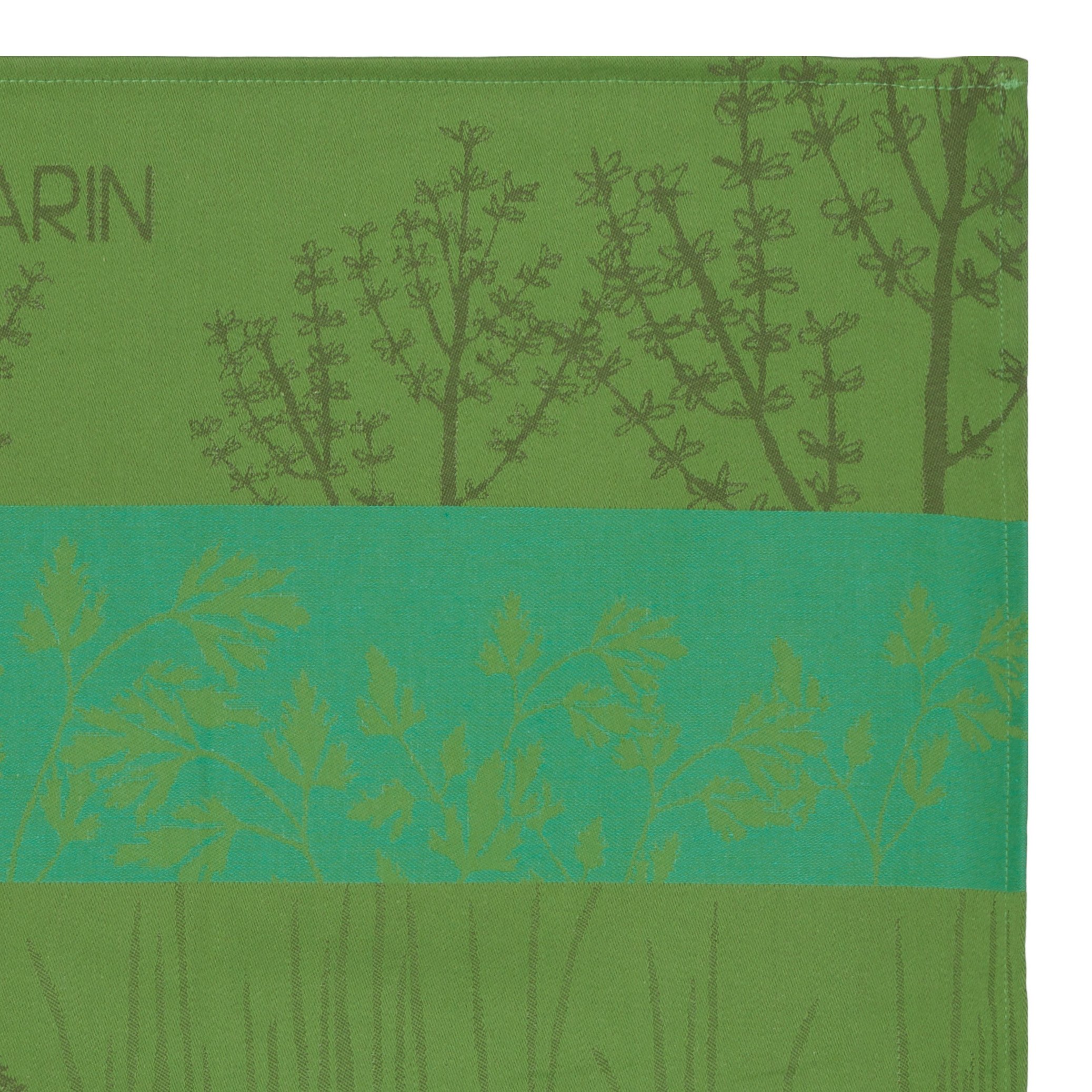 Coucke French Cotton Jacquard Towel, Herbes Aromatiques, 20-Inches by 30-Inches, Green