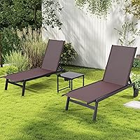 Vista 13 de Patio Chaise Lounge Chair with Wheels, Set of 2 Outdoor Lounge Chairs with Adjustable Backrest, Waterproof Poolside Lounge Chairs