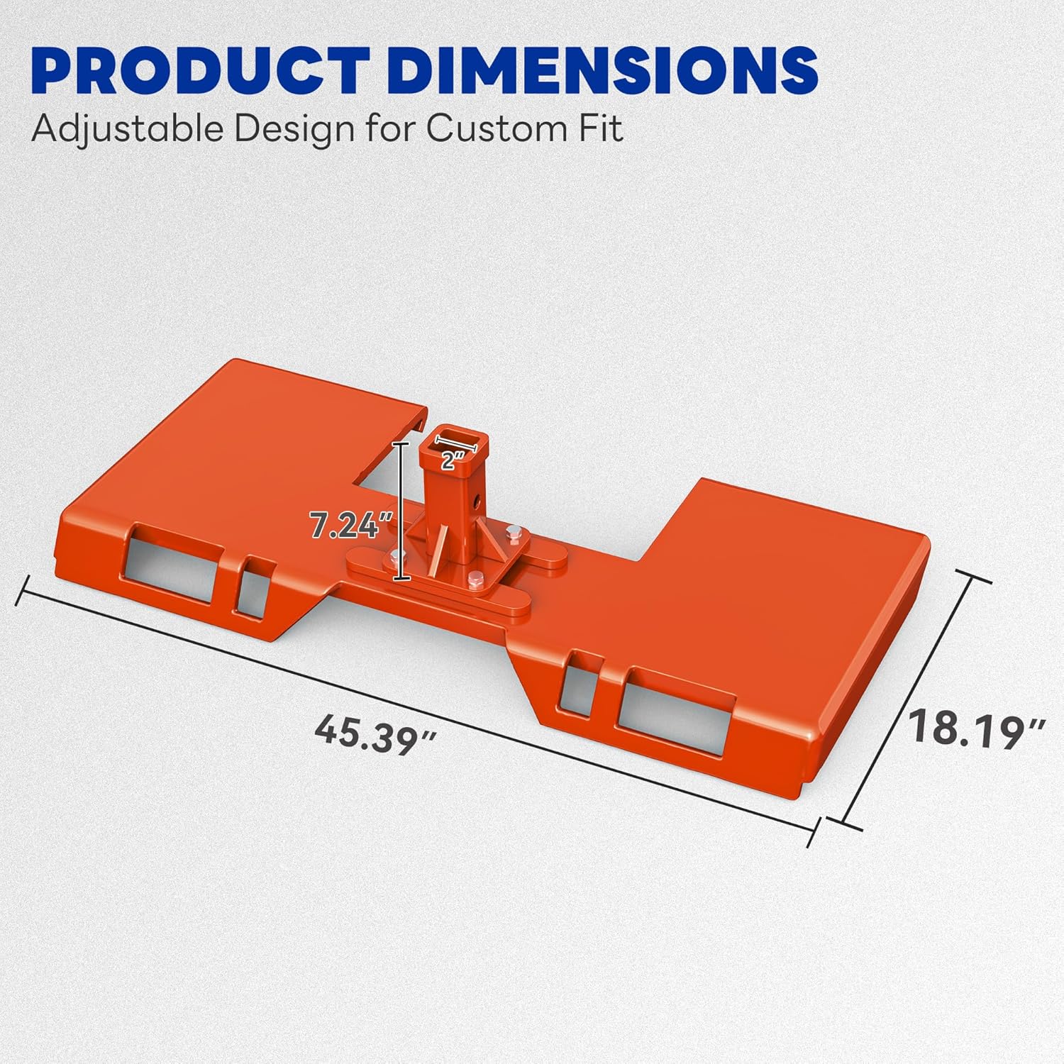3/8" Skid Steer Mount Plate with 2" Removable Trailer Hitch Receiver, Thick Skid Steer Plate Attachment, Universal Quick Attach Plate Fits Kubota Bobcat Skid Steers Tractors, Orange