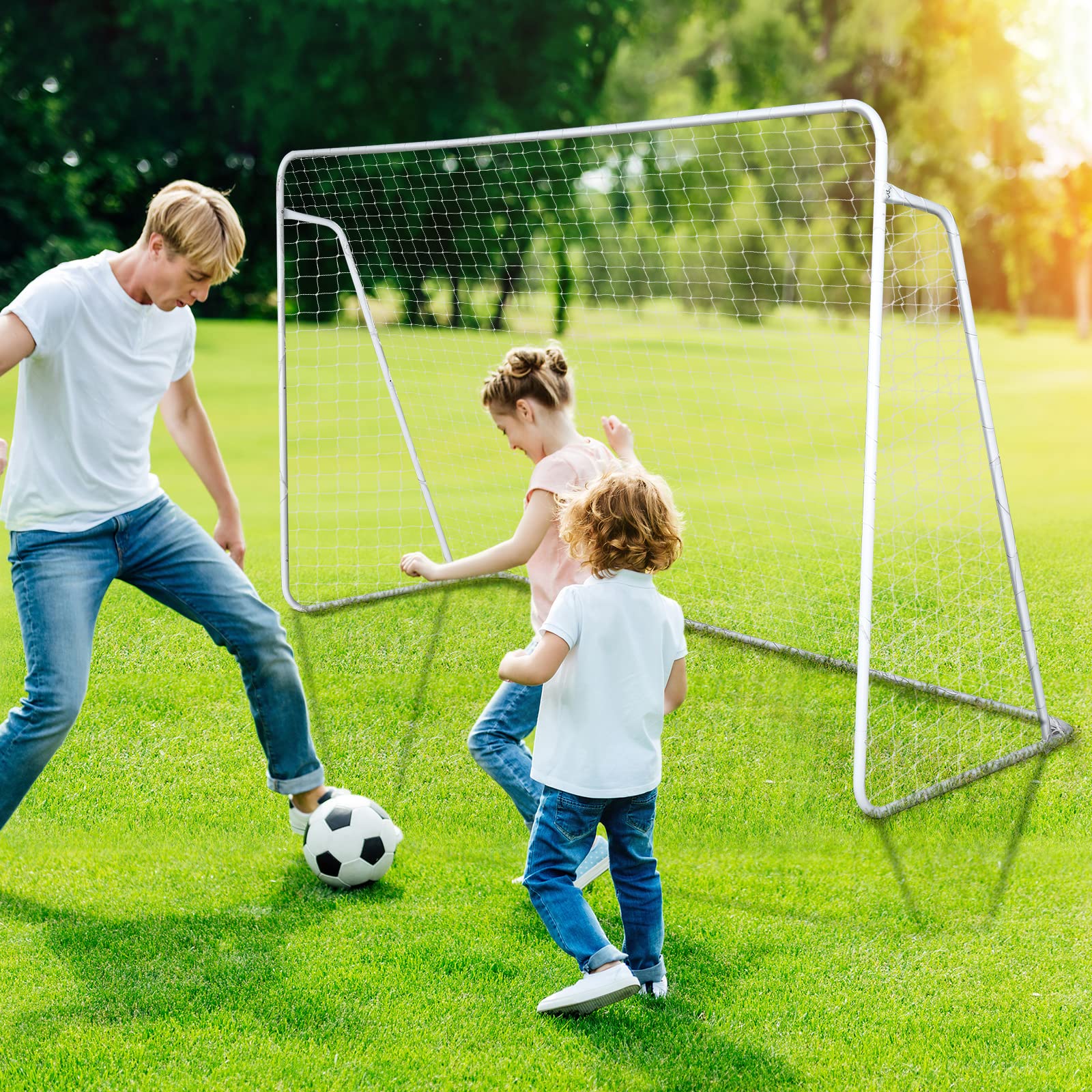 LEADZM 2X Buts de Football, Cages de Football, 240 x 150 x 90 cm
