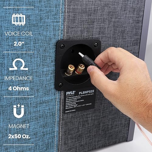 Miniatura 4 de Pyle Caja de subwoofer ventilada serie dual de 12 pulgadas para audio de automóvil, altavoz subwoofer de alta potencia con un cono de papel plateado