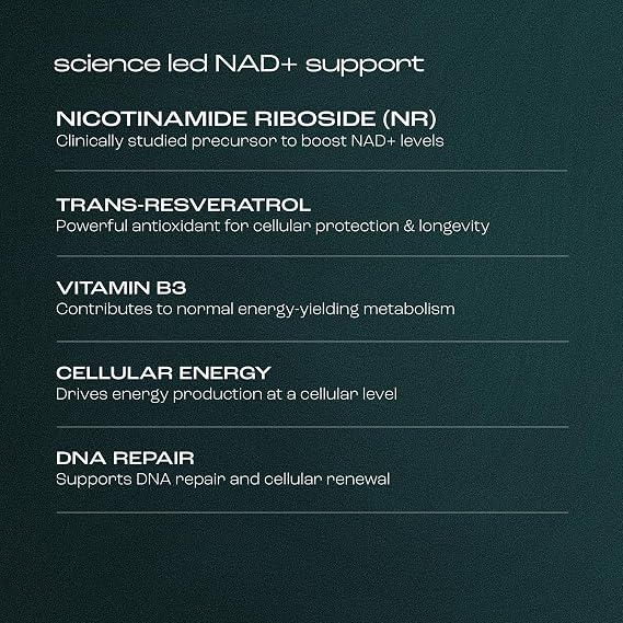 Virtue NAD+ | NAD Supplement for Healthy Aging & Cellular Energy | 300mg Nicotinamide Riboside (NR) + Trans-Resveratrol | 30 Vegan Capsules