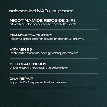 Virtue NAD+ | NAD Supplement for Healthy Aging & Cellular Energy | 300mg Nicotinamide Riboside (NR) + Trans-Resveratrol | 30 Vegan Capsules