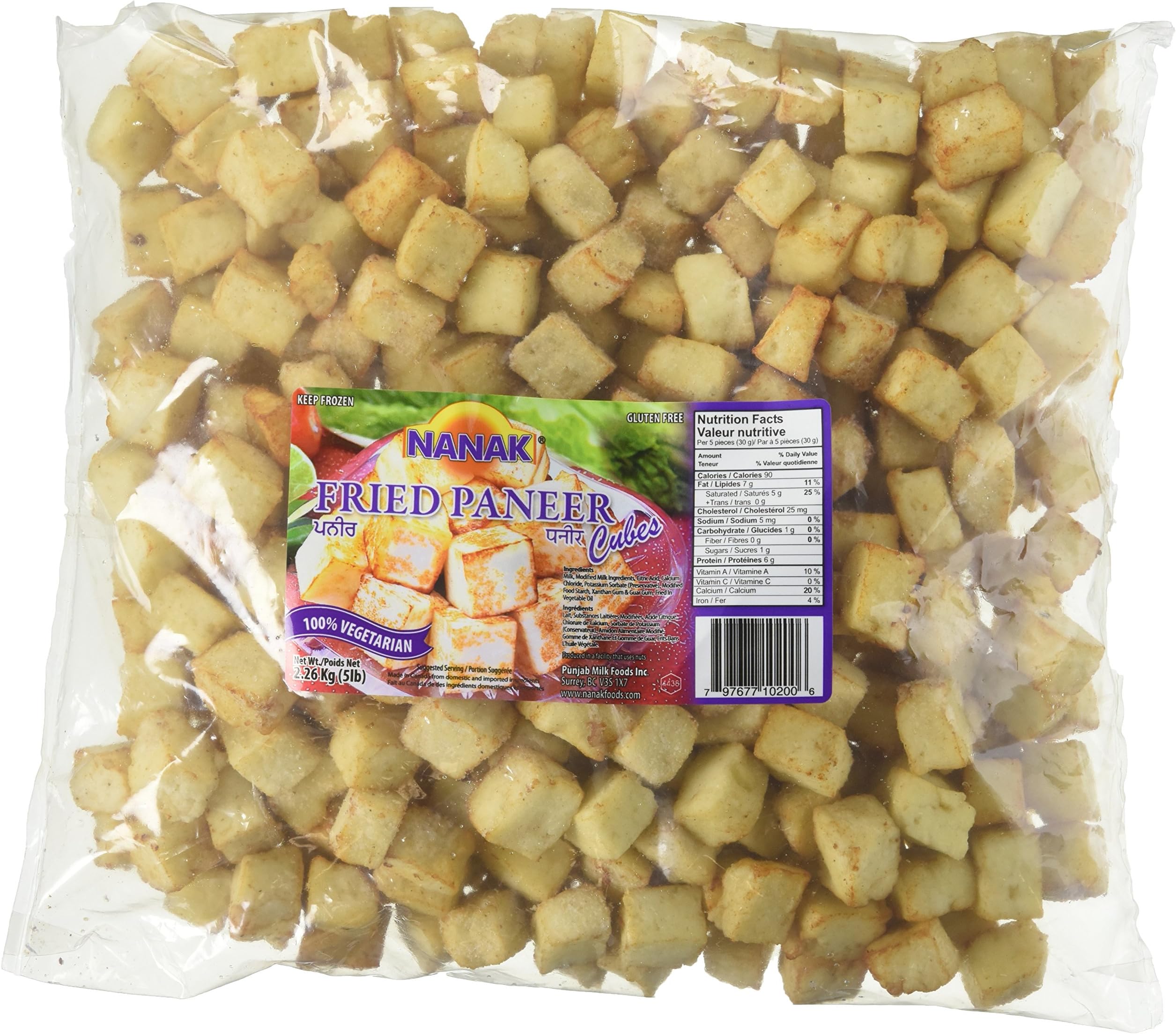 Nanak, Fried Paneer Cubes (Cottage Cheese), 2.26 Kilogram(kg)