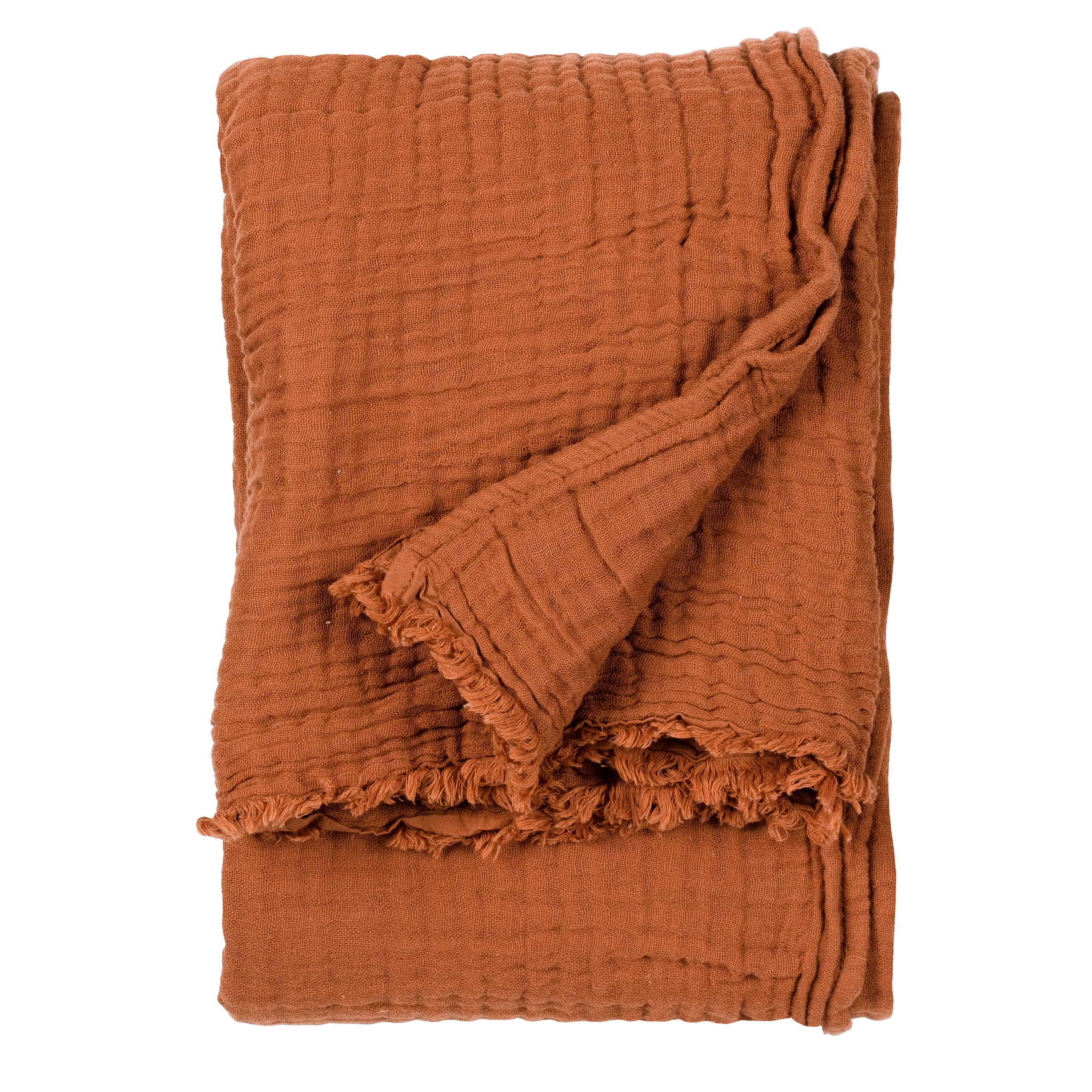Yard Pecan Furn Lark Cotton Muslin Throw – Soft Crinkle Texture Blanket ( – 130X180cm)