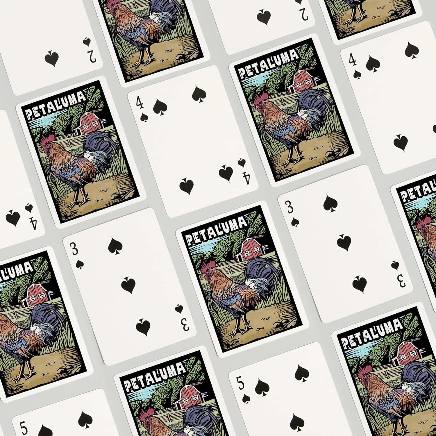 Lantern Press Petaluma, California, Rooster, Scratchboard, 52 Playing Cards for Adults, Poker Size Card Deck