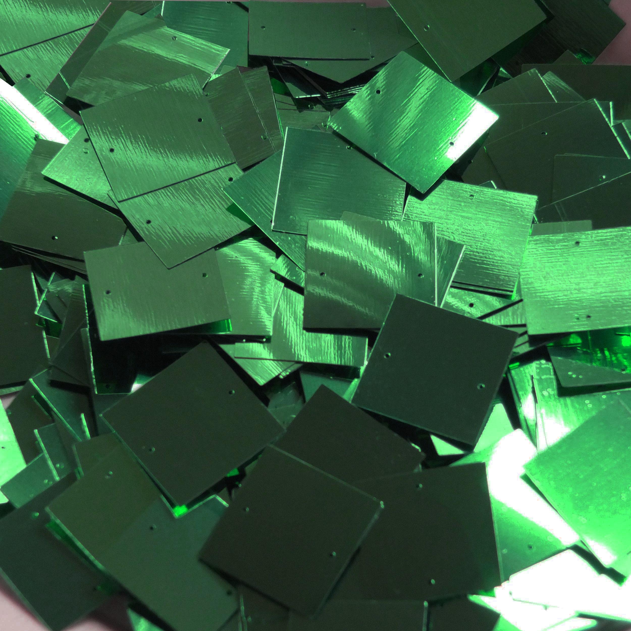 SequinExplosion 25mm Square Sequins Green Metallic Loose Paillettes